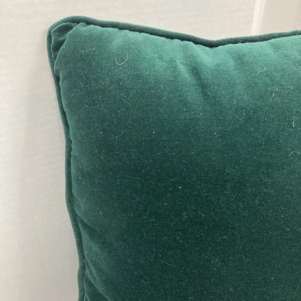 Vtg Velvet Green Embroidery & Ribbon Flowers‎ Christmas Wreath Pillow 15